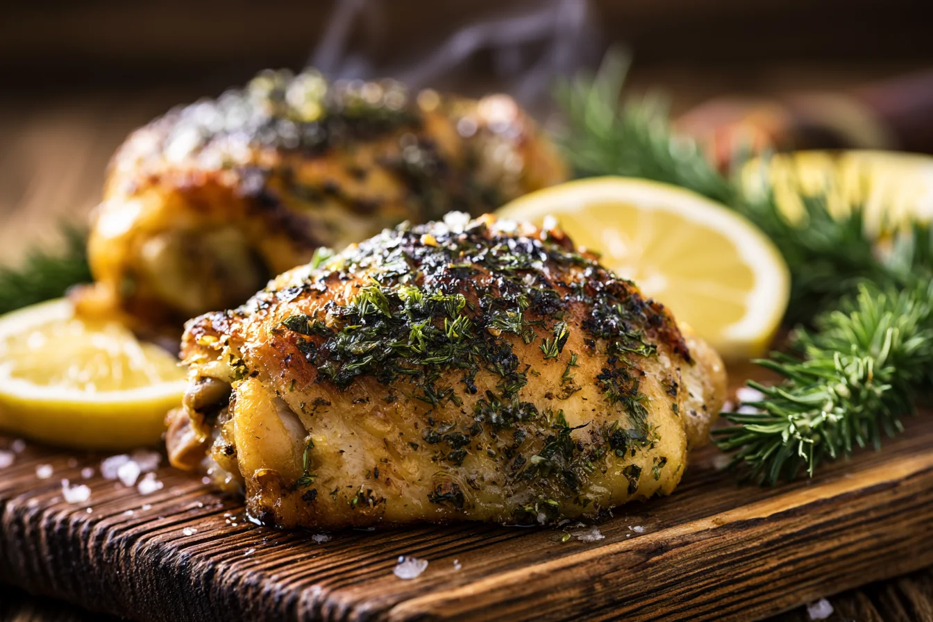 Crispy Lemon Herb Chicken Thighs: A Cheap Chicken Dinner Recipe