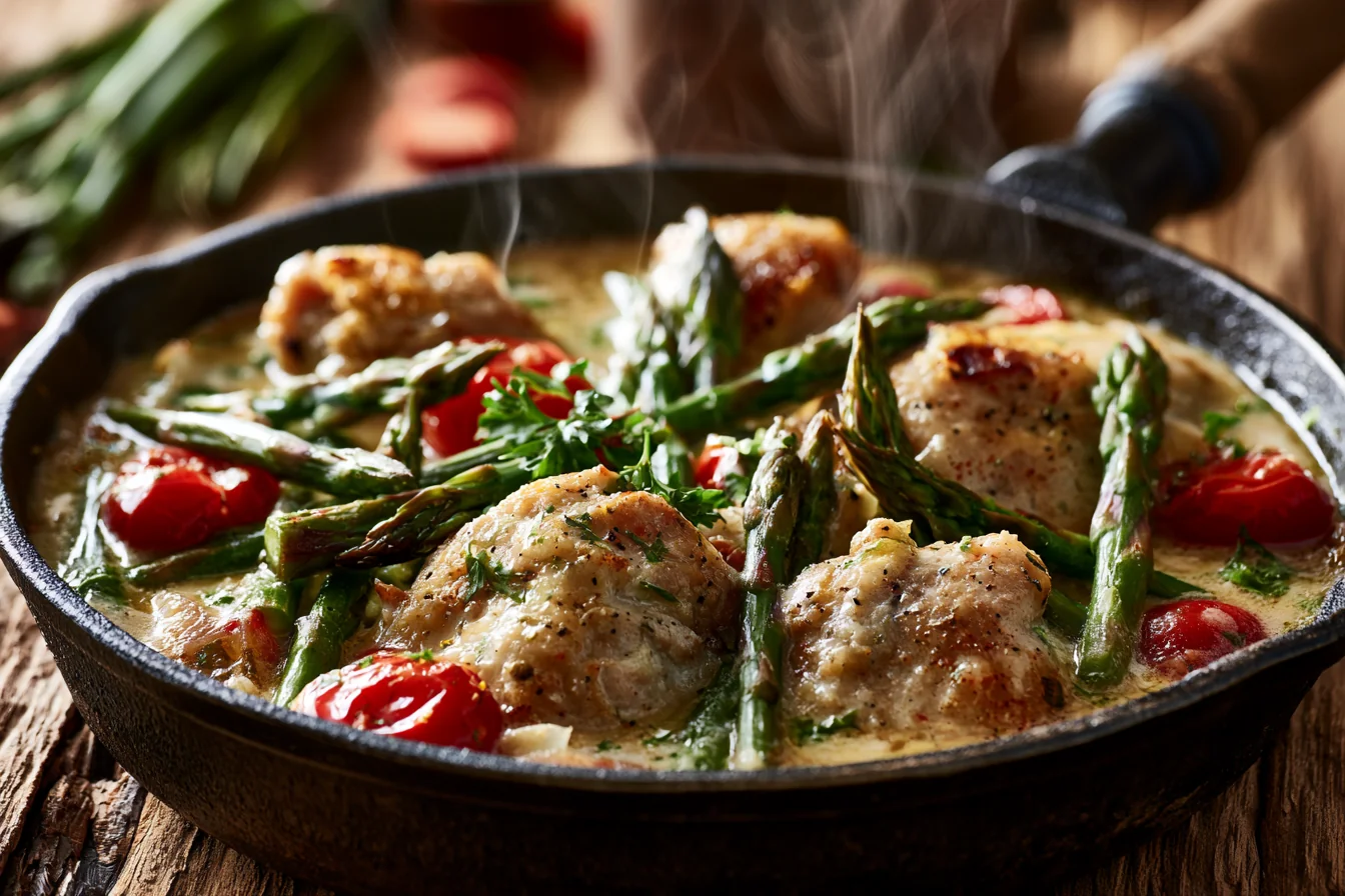 One-Pan Creamy Garlic Chicken and Asparagus: An Easy Weeknight Dinner