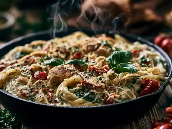 one-pan tuscan chicken pasta