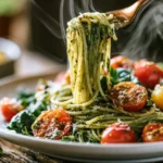 Quick 15-Minute Pesto Pasta with Cherry Tomatoes and Spinach – Easy Weeknight Dinner