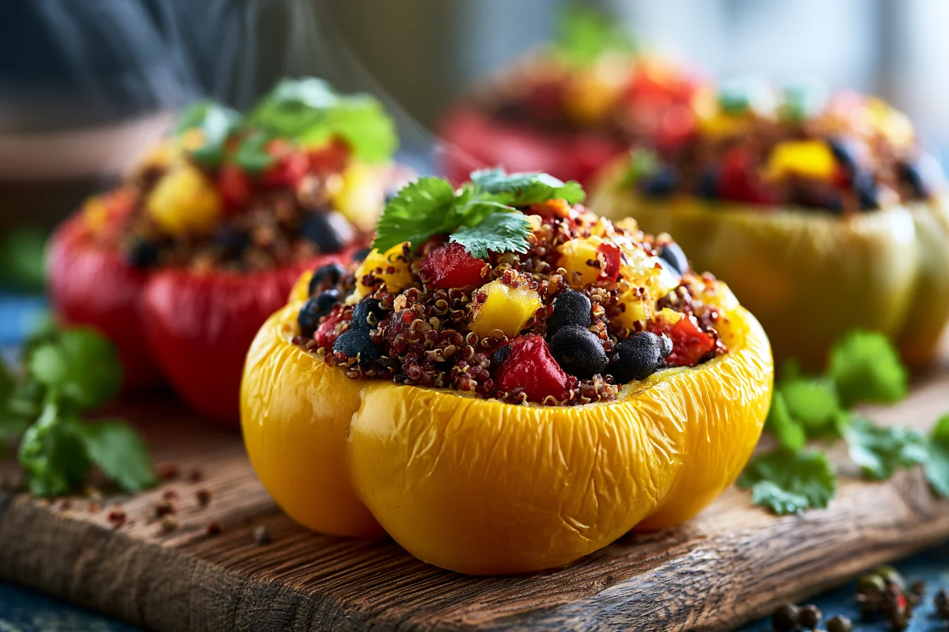 Healthy 30-Minute Quinoa & Black Bean Stuffed Peppers Dinner Recipe