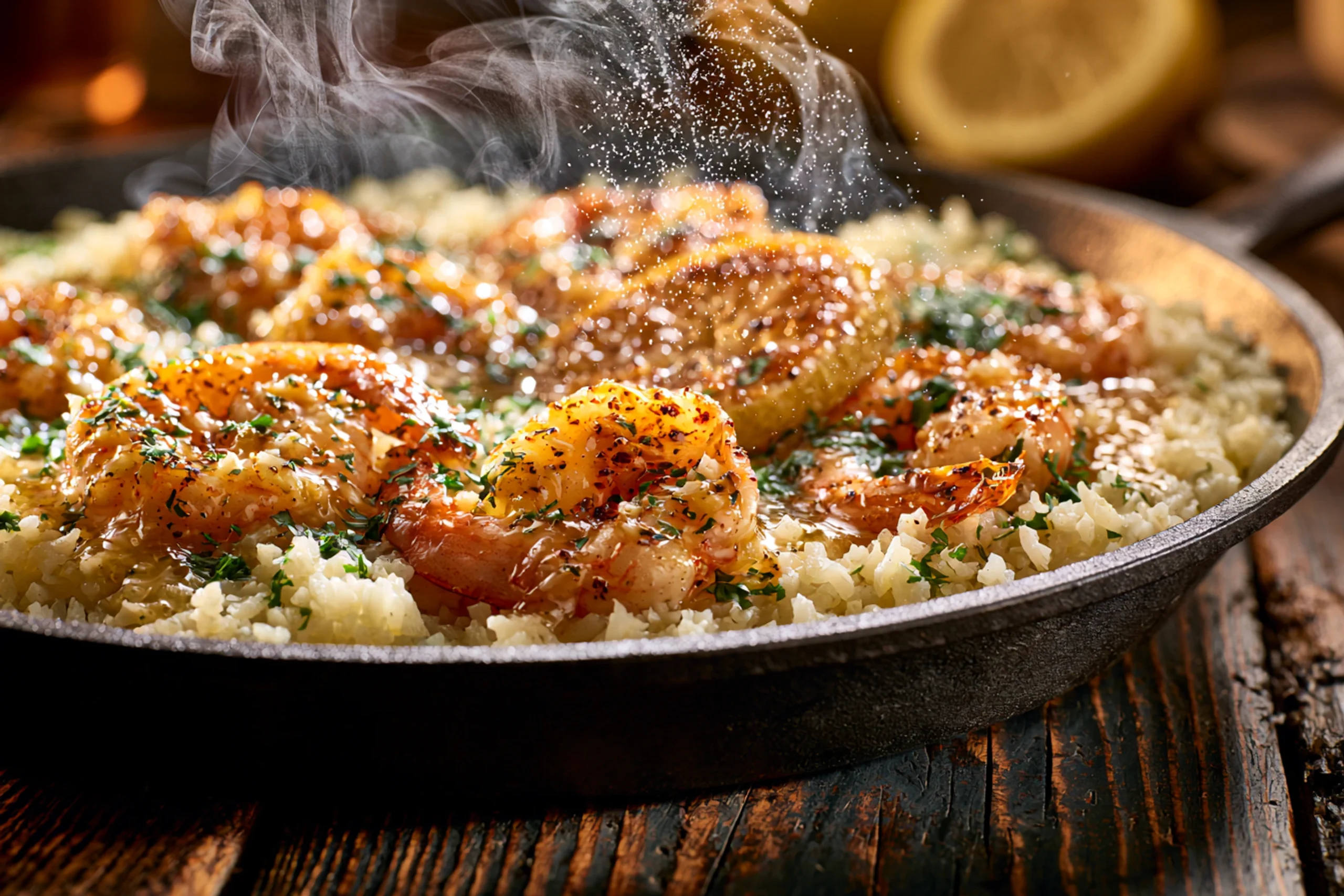 Budget-Friendly One-Pan Lemon Garlic Shrimp and Rice