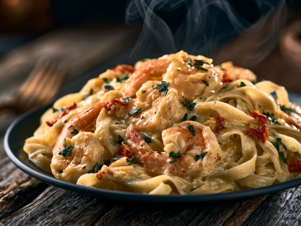 creamy garlic shrimp pasta