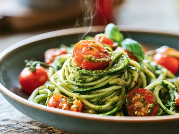 zucchini noodles with pesto